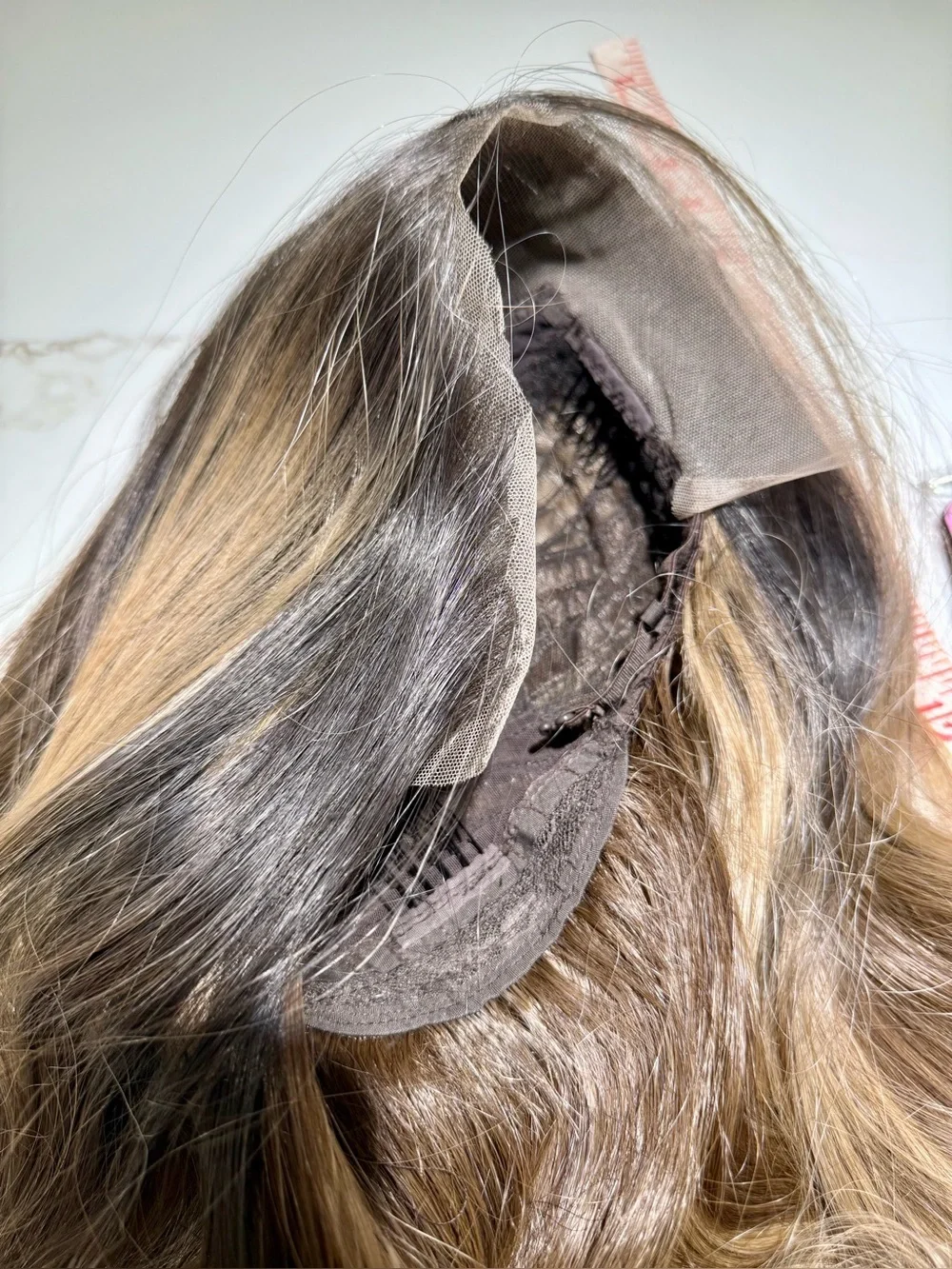 HAIR, 30” Long Layers, Center Part Ombre Variegated Highlighted Brown Shades